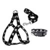 Woofy Pet Paw Print Nylon Puppy Harness + Leash and Woofy Pet Paw Print Nylon Puppy Harness + Leash and Collar Set for Small & Medium Dogs (Black)
