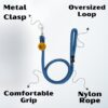 Sage Square Strong Dog Rope Leash | Durable Heavy Duty Comfortable Nylon Leash | Walking Leads with Strong Hook | for Large Dogs | Pack of 1 (Color May Vary) (9 MM)