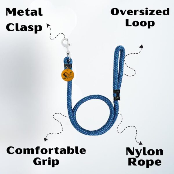 Sage Square Strong Dog Rope Leash | Durable Heavy Duty Comfortable Nylon Leash | Walking Leads with Strong Hook | for Large Dogs | Pack of 1 (Color May Vary) (9 MM)