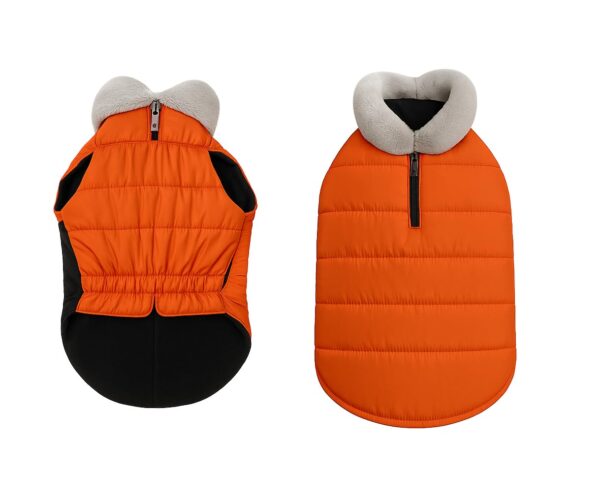 51OFNt8fX0L._SL1219_.jpg The Pets Company Dog Winter Coat Jacket, Clothes, Windproof, Waterproof, Light Weight, Washable, Ultra Warm Thick Fleece Lined Dog Vest for Cold Weather Protection, (Orange, Medium - 20 Inch)