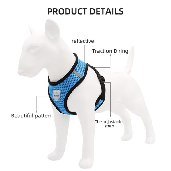 Kuber Industries Dog Chest Harness with Nylon Leash I No Pull, Soft Padded and Breathable Dog Vest I Adjustable, Reflective I Large, Blue