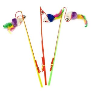 Interactive Cat Teasing Stick | Engaging Feather Wand Toy Set for Kitten & Cats, Activity Cat Teaser Mouse Chase Wand Play Stick with Bell for Fun Exercise & Playing for Indoor (Pack of 1)