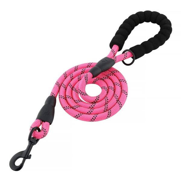 51Q1EsrxdHL._SL1000_.jpg Heavy Duty 5ft Long Dog Leash with Padded Handle 120 cm Dog Cord Leash for All Dogs, Durable Climbing Soften Rope Leash with Strong Metal Clasp for Night Walking (Pink)