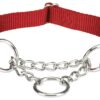 Trixie Premium Stop-The-Pull Collar, Adjustable Nylon Collar for Dogs, Made with Strong Metal Chain to Easily Slip Around Dog's Neck (S-M, Cherry RED)