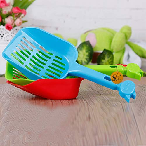 Sage Square Litter Scoop Cum Shovel with Long Handle and Cute Design Scooper for Cat/Dog/Puppy/Kitten (Color May Vary)