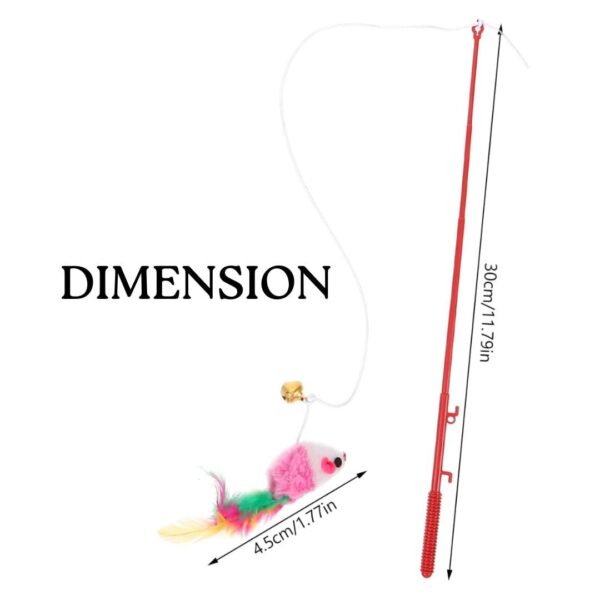 Interactive Cat Teasing Stick | Engaging Feather Wand Toy Set for Kitten & Cats, Activity Cat Teaser Mouse Chase Wand Play Stick with Bell for Fun Exercise & Playing for Indoor (Pack of 1)