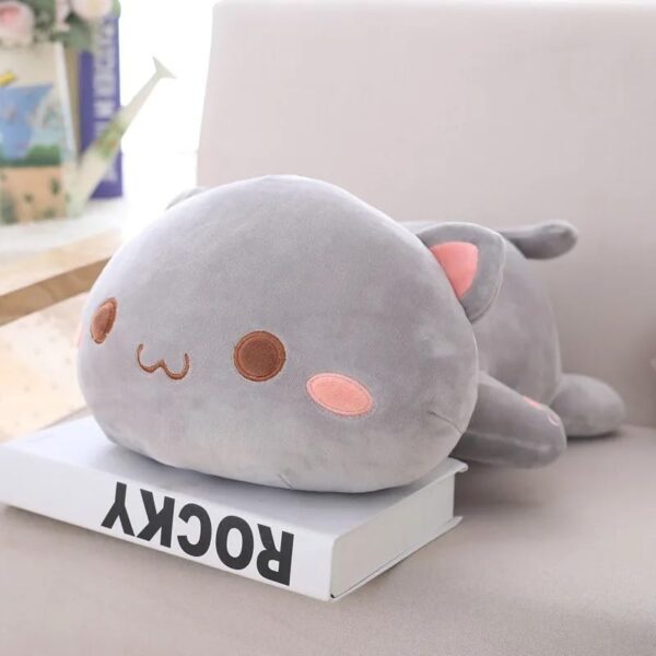 Peach Cat Plush - Soft Cat Plush Pillow - Adorable Grey Goma & White Peach Stuffed Animal Toy, Perfect for Cuddling, Home Decor, and Gifts for Kids & Adults - 40cm