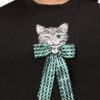 51YH5HOLadL.jpg Women's Casual Lounge Set, T-Shirt with Cat Bow Print and Matching Pants