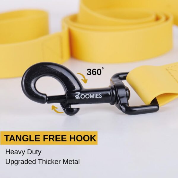Zoomies Dog Unisex Biothane 5ft Leash Waterproof Odour-Free with Rust-Proof 360° Swivel Hook Lightweight Durable Strap for Outdoor Walks Training and Everyday Use - Yellow (ZYBL000L)