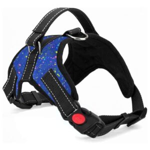 Subaka Butterfly Comfort No-Pull Dog Harness with Handle-Adjustable Reflective Pet Subaka Butterfly Comfort No-Pull Dog Harness with Handle-Adjustable Reflective Pet Vest for Small, Medium & Large Dogs, Choke-Free Soft Padded Outdoor Training & Walking Harness Printed Blue XtraLarge