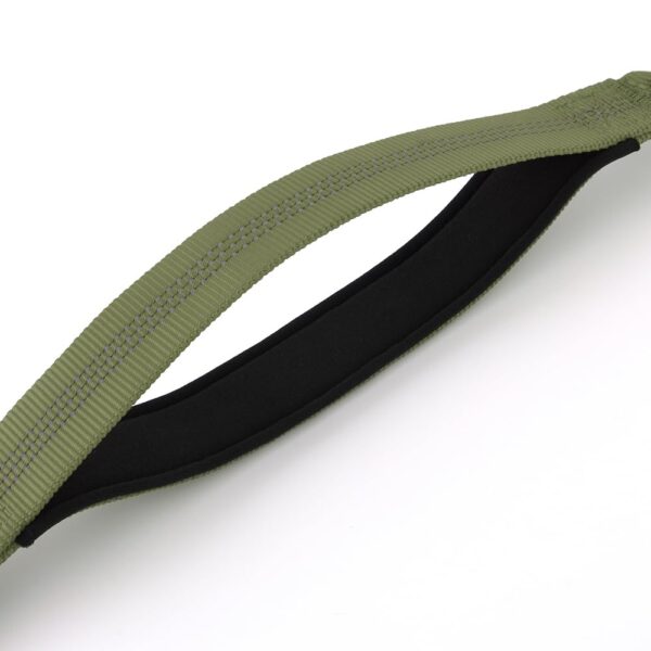 51eL9F2InqL._SL1000_.jpg Hank Military Dog Leash | Heavy Duty Metal Hook | 3M Reflective | Stretchable Large Rope | Soft Double Handle | Suitable for Training, Walking, Adventure (Army Green 6 Feet)