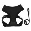 Heart Home Reflective Dog Harness With Adjustable Leash|Breathable Polyester Mesh Fabric With Top carry Handle|Medium Size|HAT-818|Comfortable No-Pull Grip|Quick Release Buckles|Black