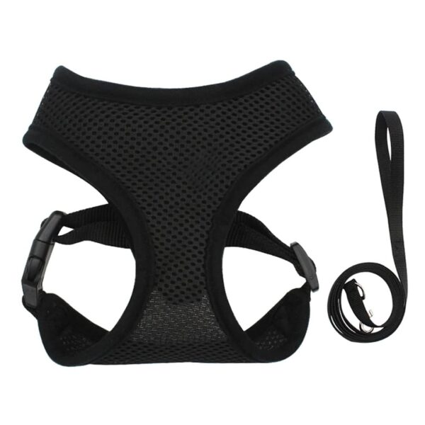 Heart Home Reflective Dog Harness With Adjustable Leash|Breathable Polyester Mesh Fabric With Top carry Handle|Medium Size|HAT-818|Comfortable No-Pull Grip|Quick Release Buckles|Black
