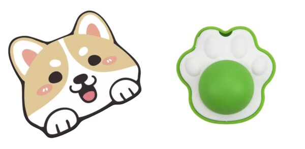 Adorable Crystal Velvet Cartoon Cat Litter Mat - Ultra Soft, 60 x 35cm (Coffee, Dog Face) And Catnip Toy Rotatable, Cat Chew Toy Edible Licking Toy for Cats/Kittens (Paw Shape) Combo Pack