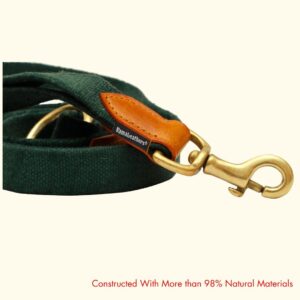 Vama AIR Leash Sustainable & EcoFriendly 100% Natural Cotton Solid Vama AIR Leash Sustainable & EcoFriendly 100% Natural Cotton Solid Brass Hook Super Durable Anti Slip Leash for Small Dogs 5 Feet Long X 0.75 Inch Wide Hand Made British Racing Green