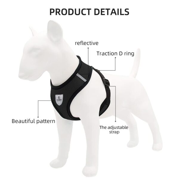 Kuber Industries Small Dog/Cat Chest Harness with Nylon Leash I No Pull, Soft Padded and Breathable Pet Vest I Adjustable, Reflective I Easy Control Pet Chest Belt I (Small, Black)