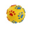 Woofy Plastic Squeaky Vinyl Dog Toy Ball with Colorful Paw Pattern Small (Multicolor) Pack of - 2