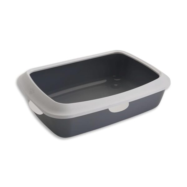 Foodie Puppies Rectangle Cat Litter Tray (Small (Grey) - 49 x 38 x 15 cm) with Rim, Reduces Odor, Perfect Starter for Toilet Training Your Kitten and Puppies