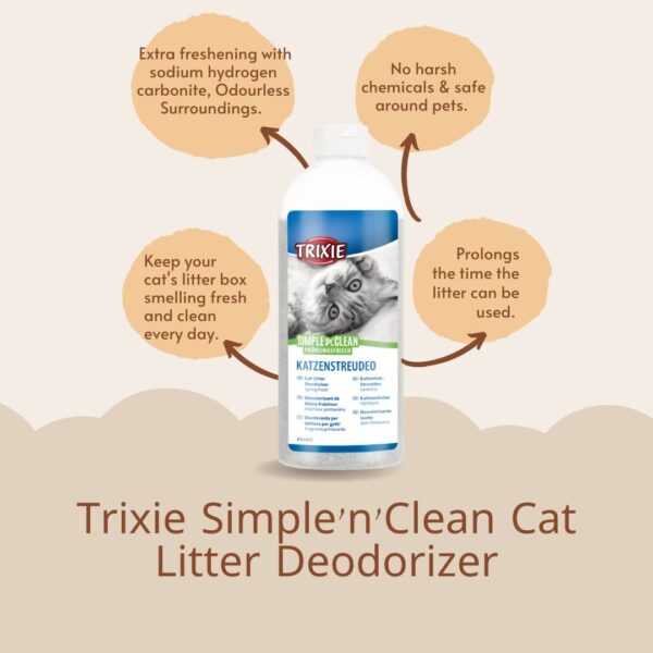 Trixie Simple'n'Clean Cat Litter Deodorizer, Fragrance-Free Odor Neutralizer, Prolongs Litter Life, Ideal for Multi-Cat Homes - 750g