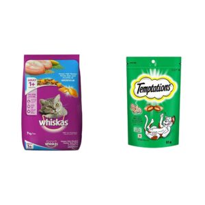 Whiskas Adult (+1 Year) Dry Cat Food Food, Ocean Fish Whiskas Adult (+1 Year) Dry Cat Food Food, Ocean Fish Flavour, 7kg Pack & Cat Treat, Seafood Medley Flavour - 85 g