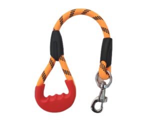 Short Rope Dog Leash, with Rubber Hand Grip, Orange - Short Rope Dog Leash, with Rubber Hand Grip, Orange - 24 Inch, 15mm