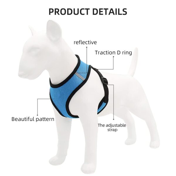 51oUFpL9ZGL._SL1080_.jpg Urbane Home Reflective Dog Harness With Adjustable Leash|Breathable Polyester Mesh Fabric With Top carry Handle|Small Size|HAT-818|Comfortable No-Pull Grip|Quick Release Buckles|Stylish Design|Blue