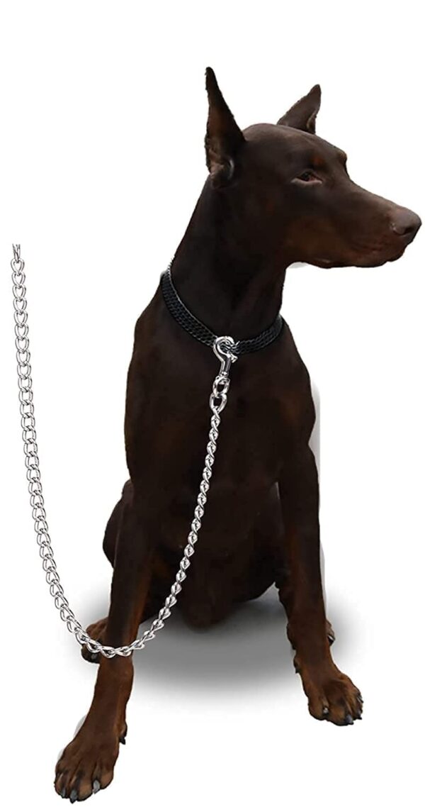 PSK PET MART Dog Chain Silver Grind No.8 Heavy Weight Dogs Leash Heavy Duty Dog Chain with Heavy Hook (L - 60 Inch) for Large Dogs