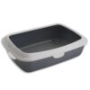 Foodie Puppies Rectangle Cat Litter Tray (Large (Grey) - 59 x 47 x 19 cm) with Rim, Reduces Odor, Perfect Starter for Toilet Training Your Kitten and Puppies