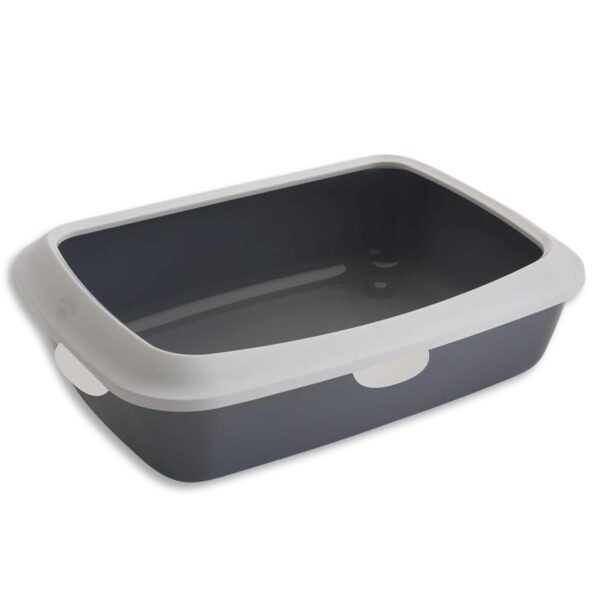 Foodie Puppies Rectangle Cat Litter Tray (Large (Grey) - 59 x 47 x 19 cm) with Rim, Reduces Odor, Perfect Starter for Toilet Training Your Kitten and Puppies