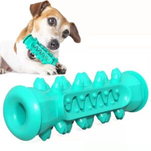 RvPaws Pet Oral Toothbrush Rubber Bone Chew Treat Dispenser Toy Ideal for Teeth Cleaning and Playing Aggressive Chewers Dogs and Puppies (Color May Vary)