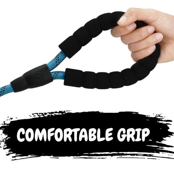 51qe-B2cjdL._SL1080_.jpg 4 Ft Heavy‑Duty Reflective Dog Leash – Soft Padded Handle + 360° Swivel Clip – Strong Nylon Rope, Tangle‑Free, Safe Night Walks – Ideal for, Medium & Large Dogs (Aqua Woof, 4 Feet)