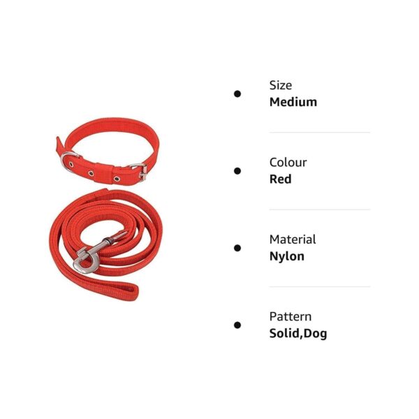 SENAPATI Dog Neck Collar Belt And Leash Set(Red Color, Waterproof, Medium, Leash Size 1.5M-2M)(Medium),L-10 Cm