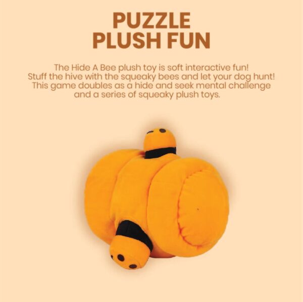 51qtEftgLvL._SL1081_.jpg 2 in 1 Beehive Puzzle Plush Toy with 3 Detachable Bees for Dogs | Animal Soft Toys | Stuff Toy
