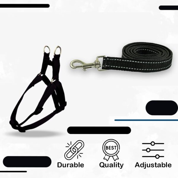 51shjQLFTL._SL1000_.jpg Dog Leash And Collar Combo Set|Highly Reflective|Dog Rope For Small, Medium & Large Dogs|(Size- Leash 4.8 Ft. + Collar (Medium, Black),146 cm
