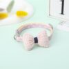 YellowCult Fancy & Comfortable Pet Collars for Cats, Puppies, Small Dogs, Fat Rabbits with Adjustable Size,Bow, Bell & Buckle Safety Lock-[Knitted Bow] - [Baby Pink]