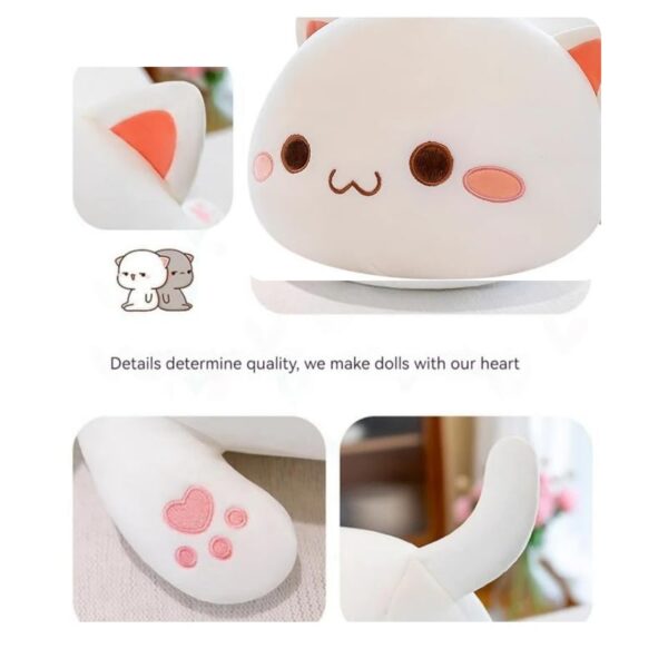 Peach Cat Plush - Soft Cat Plush Pillow - Adorable Grey Goma & White Peach Stuffed Animal Toy, Perfect for Cuddling, Home Decor, and Gifts for Kids & Adults - 40cm