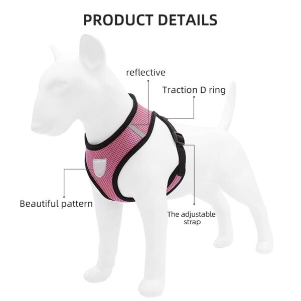 51xKnEN4orL._SL1080_.jpg Heart Home Reflective Dog Harness With Adjustable Leash|Breathable Polyester Mesh Fabric With Top carry Handle|Small Size|HAT-818|Comfortable No-Pull Grip|Quick Release Buckles|Stylish Design|Pink