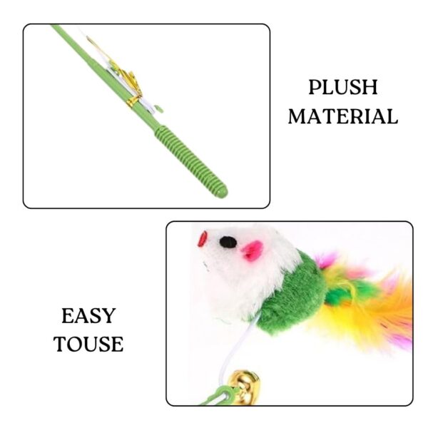 Interactive Cat Teasing Stick | Engaging Feather Wand Toy Set for Kitten & Cats, Activity Cat Teaser Mouse Chase Wand Play Stick with Bell for Fun Exercise & Playing for Indoor (Pack of 1)