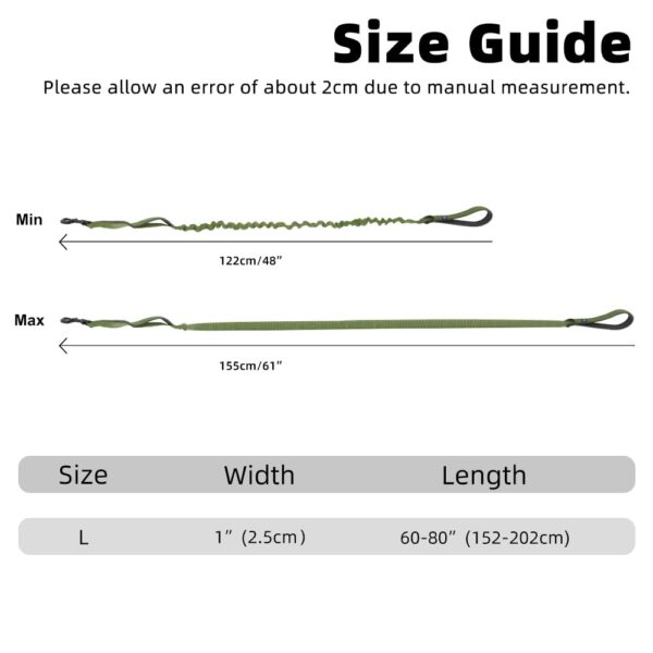 51zXZbmWg8L._SL1000_.jpg Hank Military Dog Leash | Heavy Duty Metal Hook | 3M Reflective | Stretchable Large Rope | Soft Double Handle | Suitable for Training, Walking, Adventure (Army Green 6 Feet)