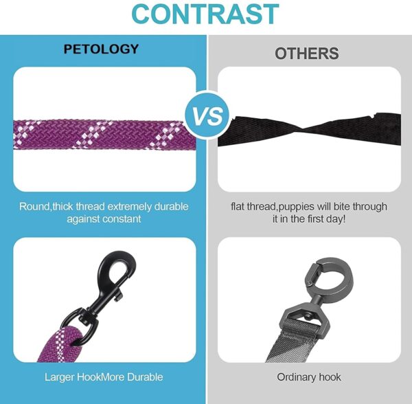 61admVDsUL._SL1500_.jpg Petology Dog Leash 4FT Long, 1cm Thick Reflective Heavy Duty Rope with Anti-Slip Padded Handle for Small Dogs
