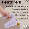 Sage Square Cat Face Shape Litter Scooper - Heavy-Duty, Durable with Long Handle for Effortless Cleaning, Ergonomic, Lightweight Design with Large, Ideal for Multi-Cat Households