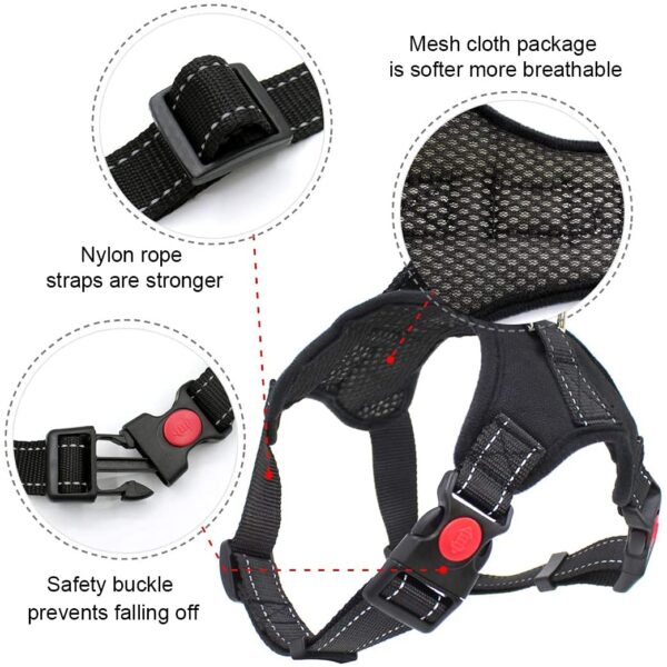 61-cKoEishS._SL1044_.jpg Cats Dog Harness No Pull With Handle, Reflective Adjustable Vest Harness For Puppy Dog & Cats (Large) - Black