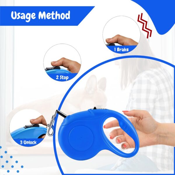 61-lLRo-HVL._SL1000_.jpg Retractable Dog Leash| Heavy Duty 3 Meter| 360°Tangle Free| Strong Nylon Tape with Anti-Slip Handle| One Click Bracke Lock for Dogs Upto 50kgs (Blue)