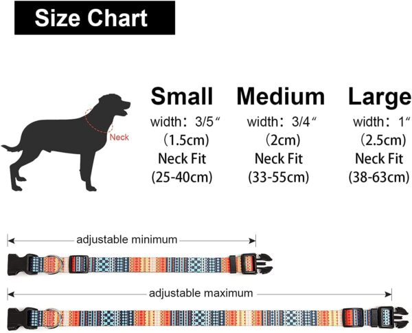 Qpets Nylon Bohemia Style Dog Collar With Patterns Adjustable 40-60Cm Soft Comfy Pet Collars Dog Belt For Small Medium Large 30-40Kg Dogs (Size:L), Multicolor