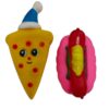 Chew Squeaky Hot Dog & Pizza Toys for Dogs – Fun, Durable, Non-Toxic Interactive Chew Toys for Play, Teething, and Dental Health – Set of 2-Orange