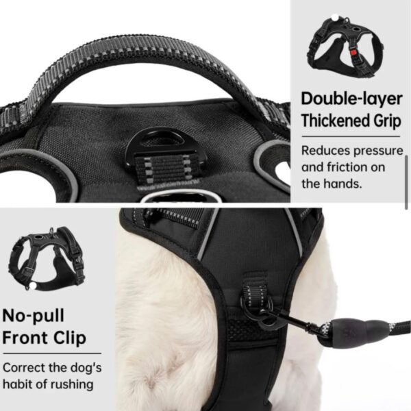 Dog Harness Dog Body Belt Vest for Large Medium Small Dogs with Safety Reflective No Pull Adjustable Military Style Dog Vest Training Harness(Pink, Large)