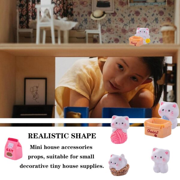 9 Pcs Miniature Decorative Items, Cute Fish Dried Cat Figurines for Home Decor, Garden Ornaments, Dollhouse Accessories, Gift Giving, White