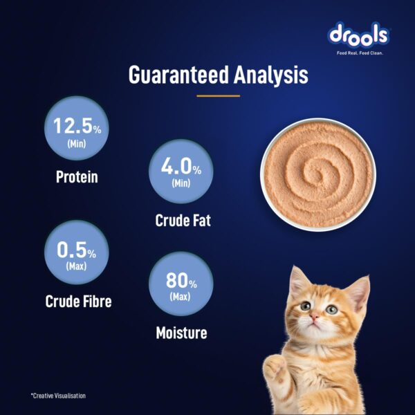 Drools Kitten Cat Wet Mousse 80gm | Ocean Fish | Rich in Protein, Promotes Hydration & Easy to Digest | Grain Free, No Artificial Flavours |Packed with Essential Vitamins & Antioxidants