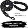Pawpro Heavy-Duty Dog Leash for Large Breeds | 4ft Nylon Rope Leash with Reflective Threads, Padded Handle & 360° Metal Buckle | Strong & Comfortable for Daily Walks (Black)