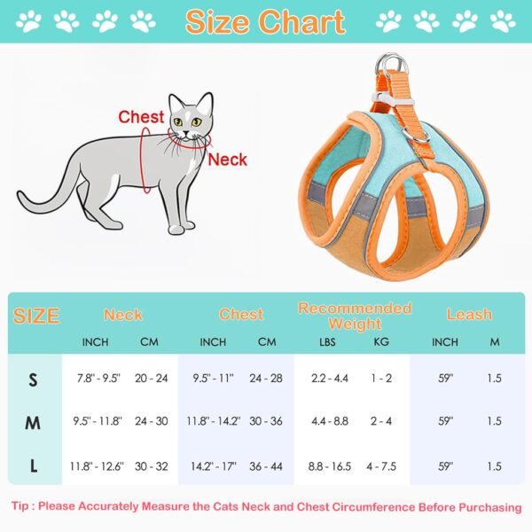 611mV3zi21L._SL1024_.jpg Qpets® Cat Harness with Leash for Walking, Adjustable Soft Sturdy Faux Suede Escape Proof Kitten Vest Harness and Leash with Reflective Strip for Large Medium Small Cat(Green, Orang, M)